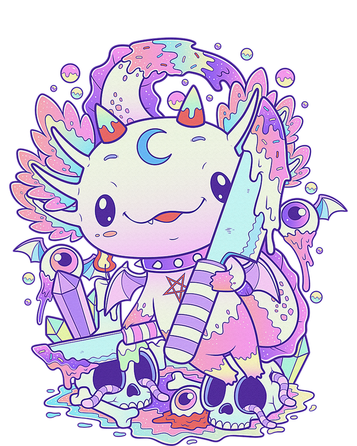 Kawaii Pastel Goth Cute and Creepy Axolotl Knife Performance Sprint T-Shirt