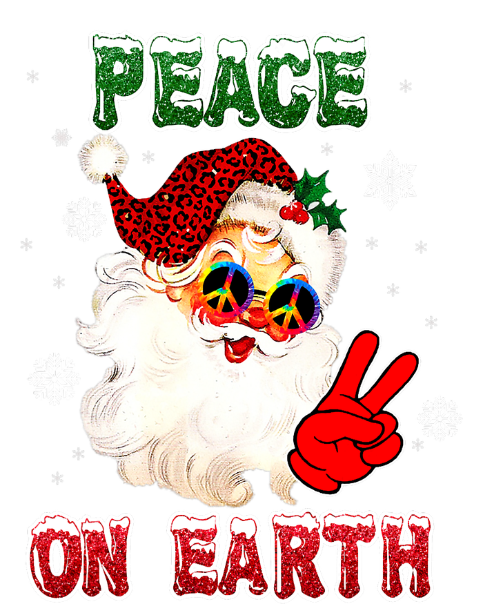 Peace On Earth Sign Merry Christmas Santa Hat Hippie Xmas Holiday Striped Beanie with Solid Band