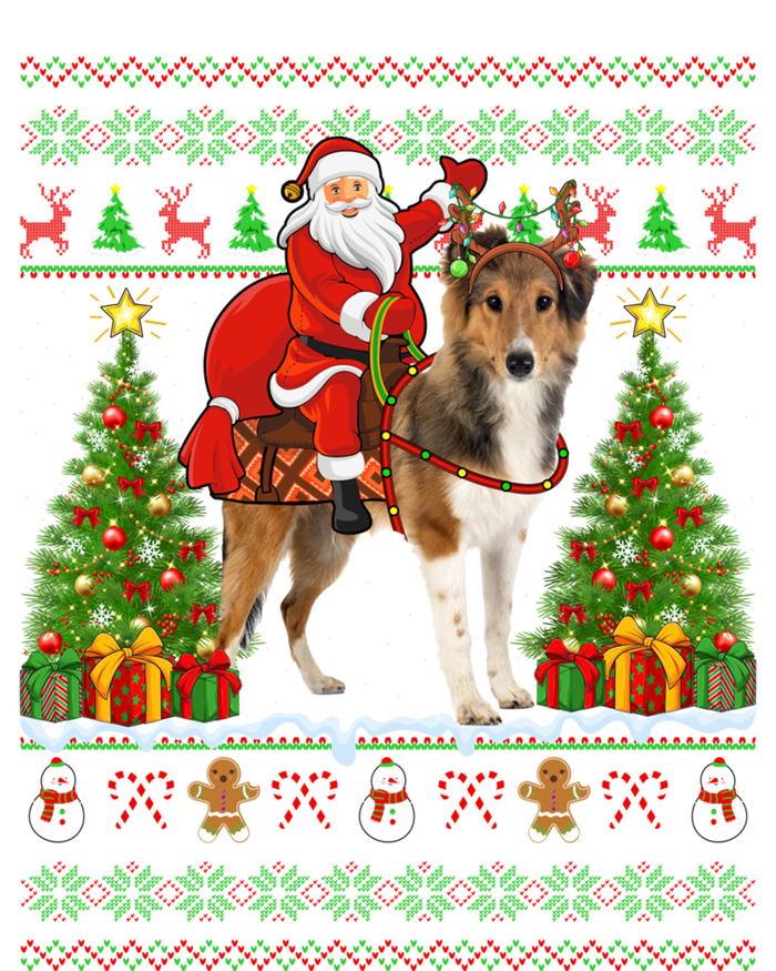 Xmas Matching Ugly Santa Riding Shetland Sheepdog Christmas Great Gift Kids Long Sleeve Shirt