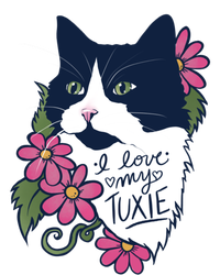 I Love My Tuxie Cat Tuxedo Cat Meaningful Gift Stripe Pom Pom Beanie