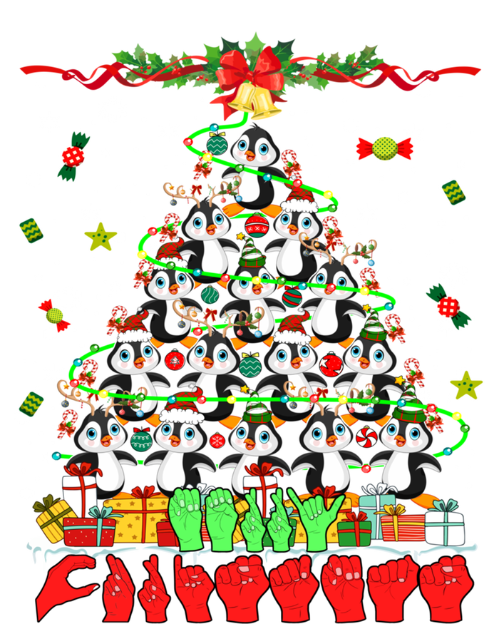 Santa Reindeer Penguins Xmas Tree Hands Sign Language Gift T-Shirt