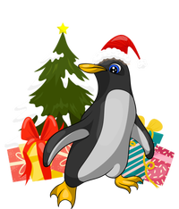 Xmas Tree Christmas Zoo Animal Lover Cute Antarctica Penguin Gift Striped Beanie with Solid Band