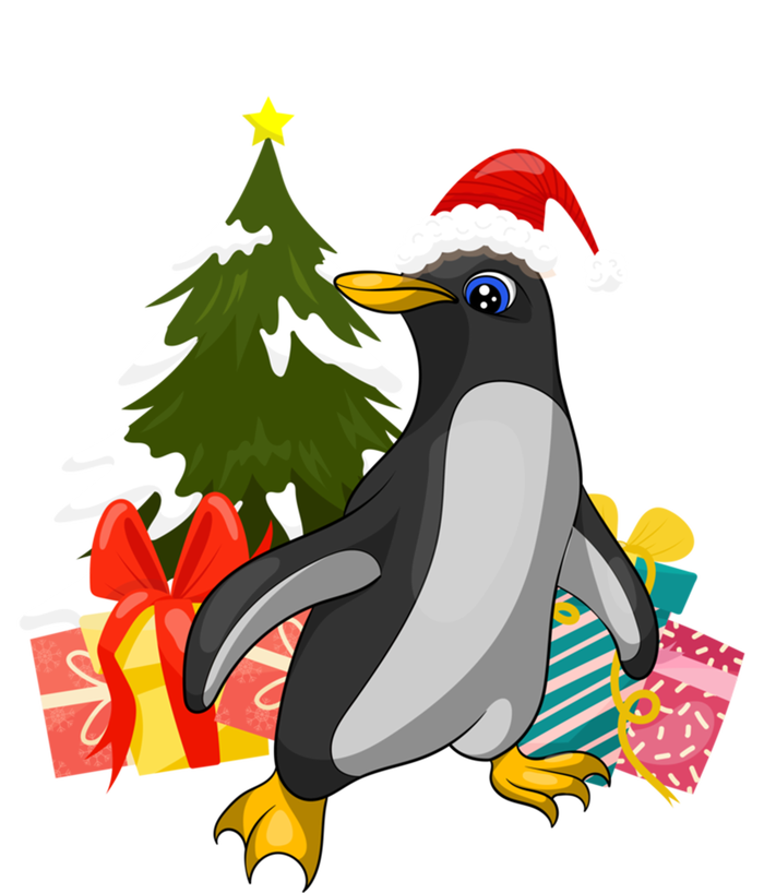 Xmas Tree Christmas Zoo Animal Lover Cute Antarctica Penguin Gift Striped Beanie with Solid Band