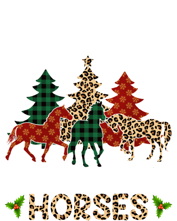 Dear Santa Just Bring Horses Santa Leopard Christmas Cool Gift Women's Flannel Pajama Set