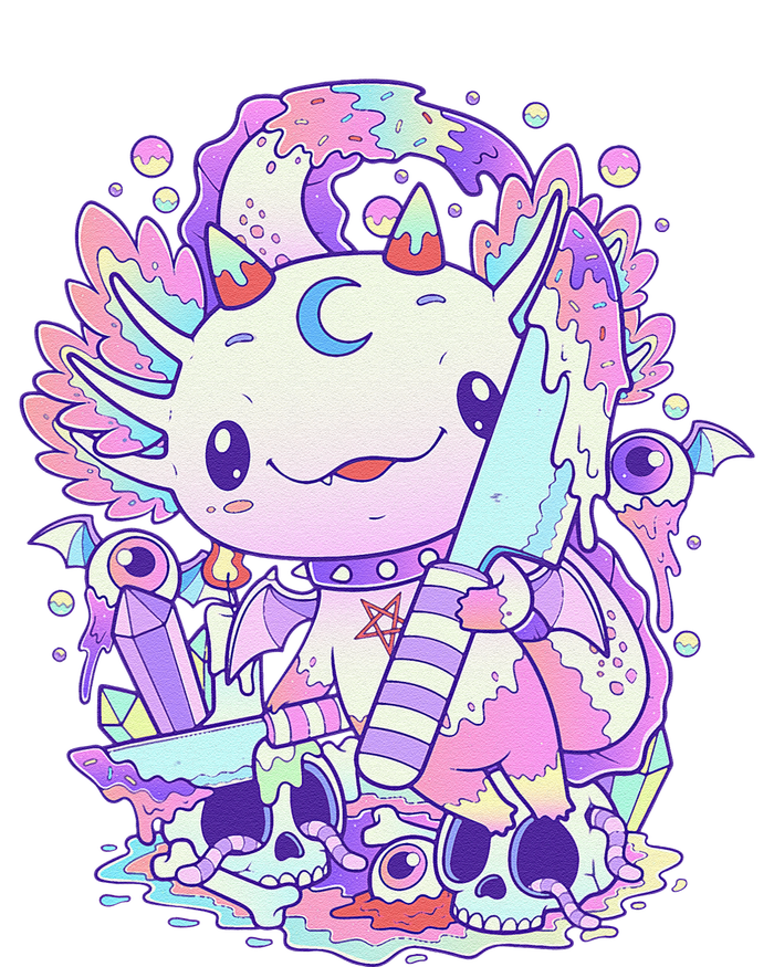 Kawaii Pastel Goth Cute and Creepy Axolotl Knife  T-Shirt