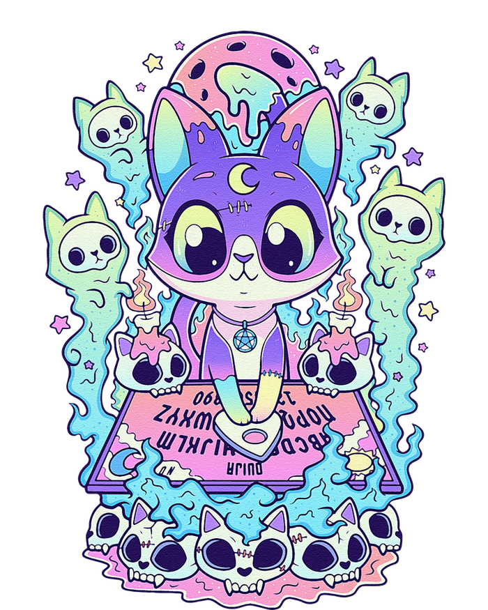 Kawaii Pastel Goth Cute and Creepy Occult Cat Ouija Board  Long Sleeve Shirt