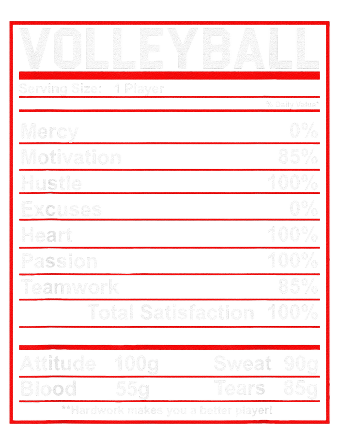 Volleyball Player Funny Volleyball Nutrition Facts Tall Sweatshirt