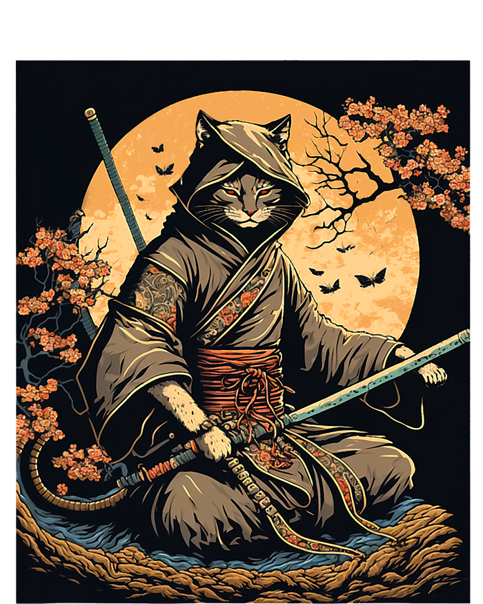 Japanese Art Cat Ninja Ukiyoe Anime Style Samurai Cat PosiCharge Competitor Tank