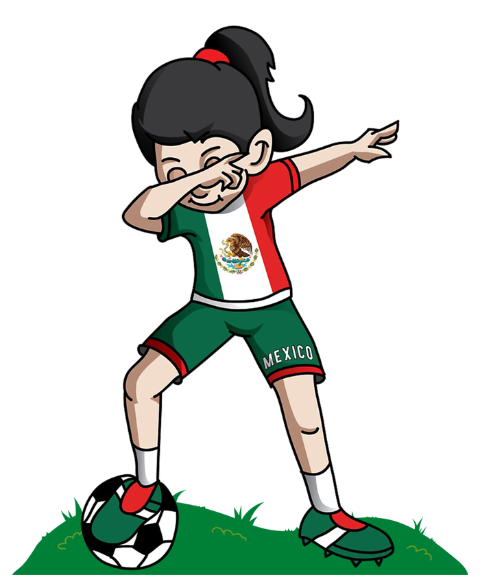 Mexico Soccer Girl Dabbing Flat Bill Trucker Hat