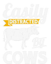 Easily Distracted By Cows Funny Cow Famers Performance Long Sleeve Polo