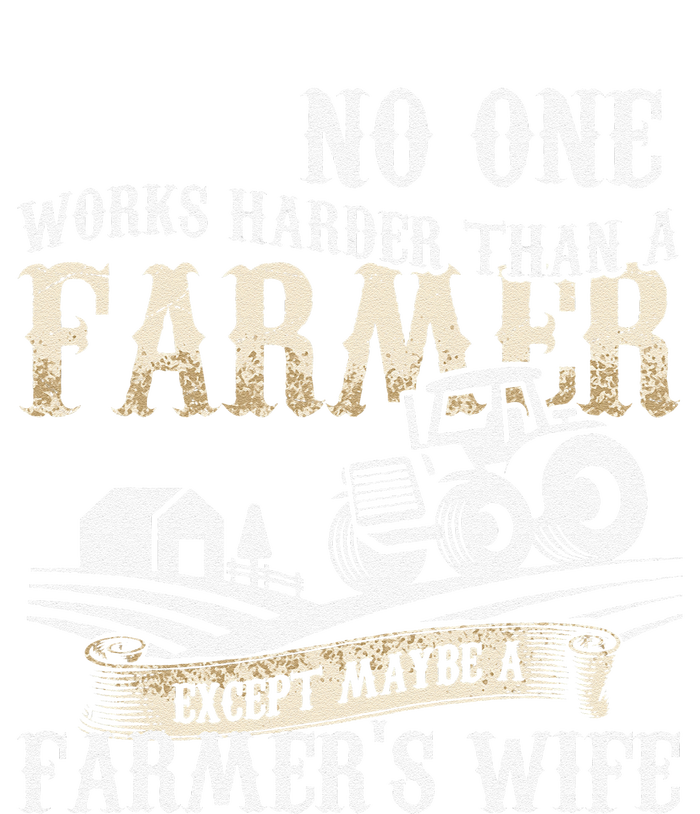 Funny No One Works Harder Than A Farmer Wife Tractor Farm Insulated Varsity Jacket