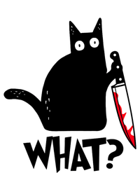 Cat What Funny Black Cat, Murderous Cat With Knife T-Shirt