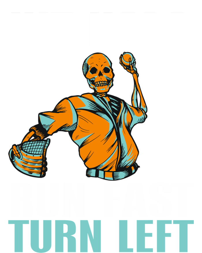 Hit Hard Gift Run Fast Gift Turn Left Gift Funny Baseball Gift Women's Racerback Tank