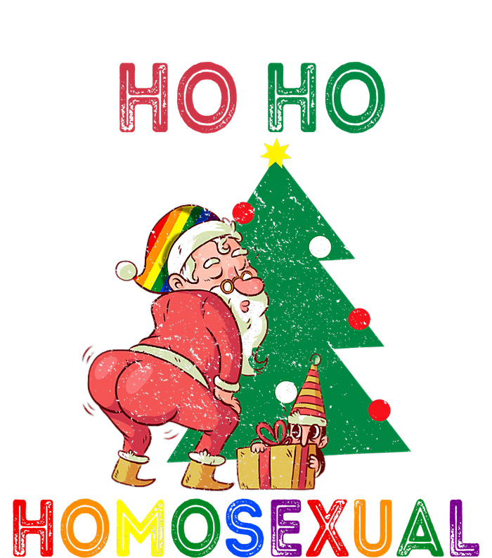 Ho Ho Ho Sexual Gay Santa LGBT Pride Rainbow Christmas Xmas Holiday Performance Long Sleeve Polo