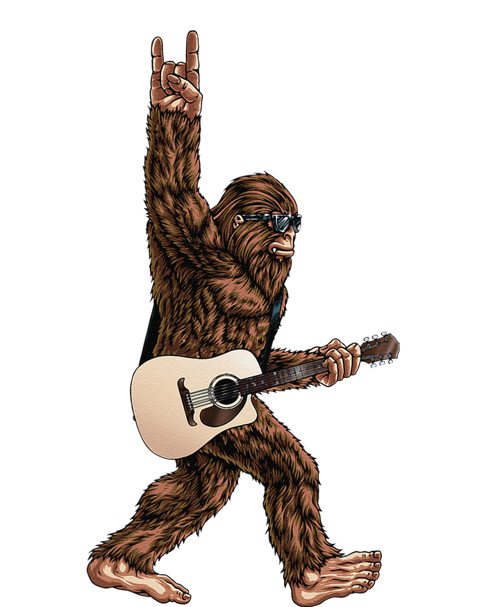 Bigfoot Playing Acoustic Guitar Rock On Sasquatch Big Foot Tall Long Sleeve T-Shirt