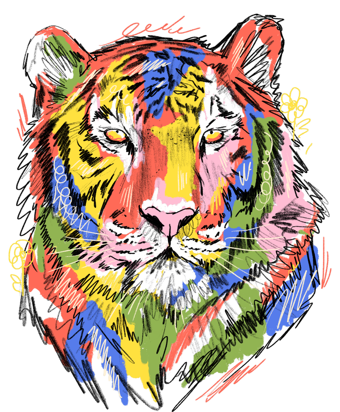 Colorful Tiger Animal Art Women's Racerback Tank