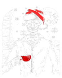 Smiling Skull Drinking Coffee Santa Ugly Christmas Skeleton T-Shirt