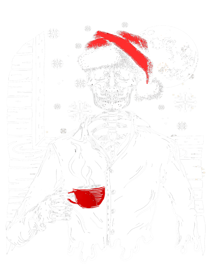 Smiling Skull Drinking Coffee Santa Ugly Christmas Skeleton T-Shirt