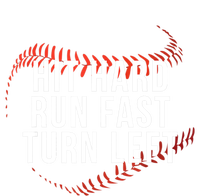 Hit Hard Run Fast Turn Left Funny Baseball Player And Fan Gift Stripe Pom Pom Beanie