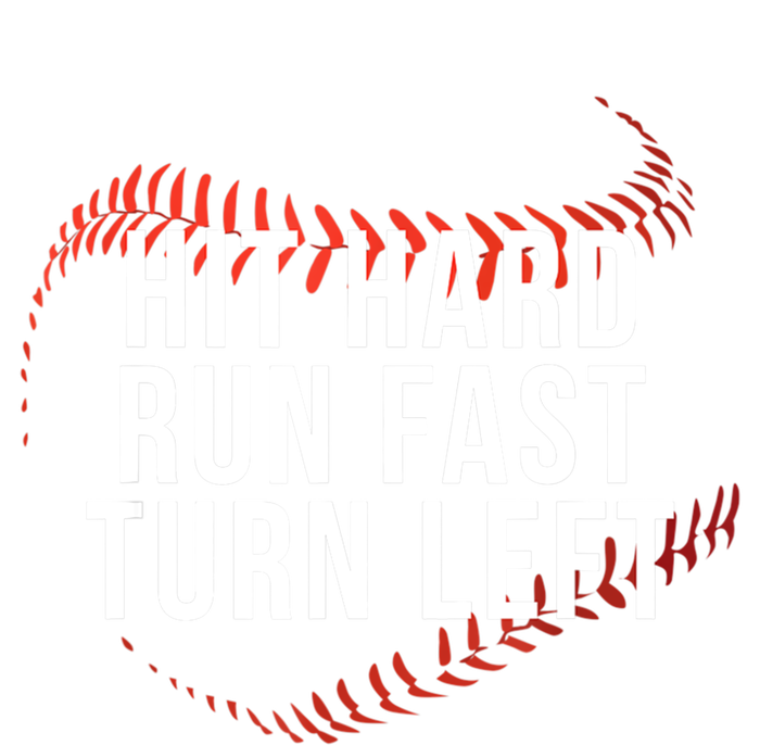 Hit Hard Run Fast Turn Left Funny Baseball Player And Fan Gift Stripe Pom Pom Beanie