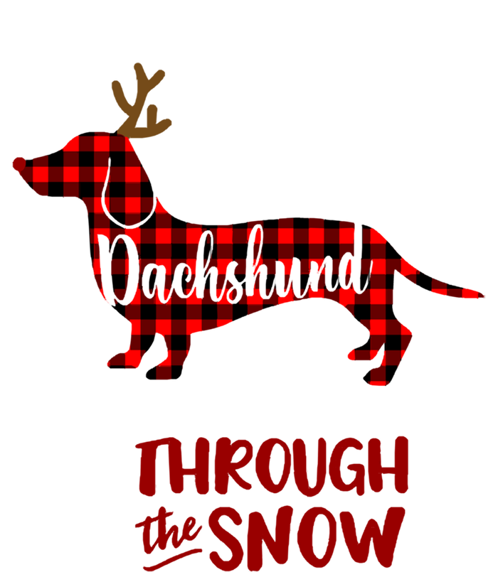 Merry Christmas Dachshund Dog Through The Snow Red Plaid Gift T-Shirt