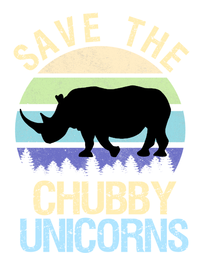 Save The Chubby Unicorns Retro Style Rhino Gift Ladies Long Sleeve Shirt