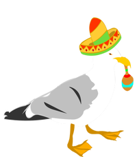 Mexican Seagull Sombrero Costume Maraca Funny Bird Funny Gift Ladies Long Sleeve Shirt