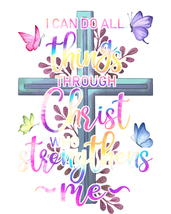 I Can Do All Things Through Christ Butterfly Art Gift Religious Cute Gift Women's Tri-Blend 3/4-Sleeve Raglan Shirt