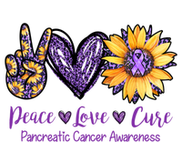 Daisy Peace Love Cure Pancreatic Cancer Awareness Gift Meaningful Gift T-Shirt