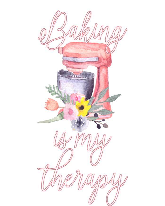 Pretty Floral Baking Is My Therapy Gift Great Gift Women's Long Sleeve Flannel Pajama Set 