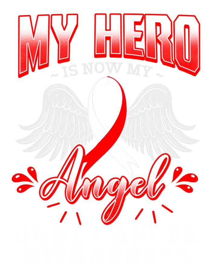 My Hero Is Now My Angel Oral Cancer Awareness Warrior Gift Stripe Pom Pom Beanie