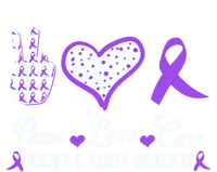 Peace Love Cure Pancreatic Cancer Awareness Pink Ribbon Cool Gift Striped Beanie with Solid Band