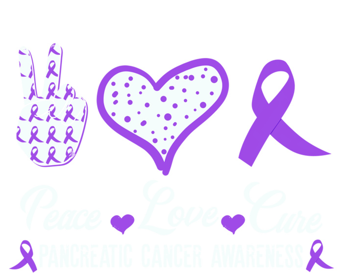 Peace Love Cure Pancreatic Cancer Awareness Pink Ribbon Cool Gift Striped Beanie with Solid Band