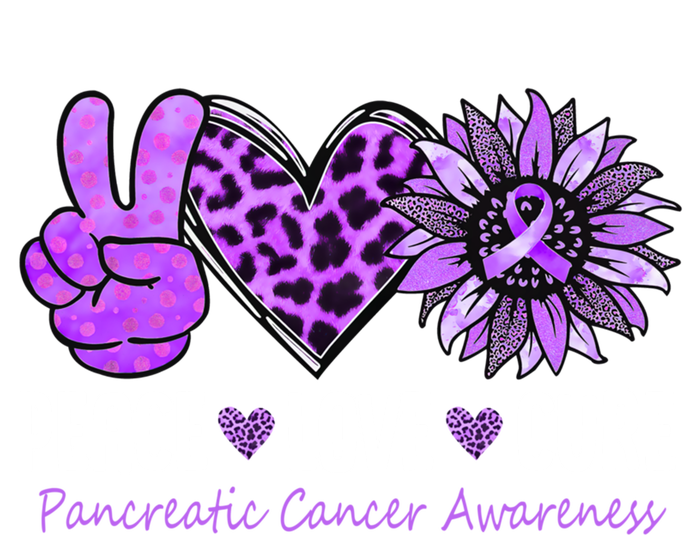 Peace Love Cure Pancreatic Cancer Awareness Purple Sunflower Cute Gift T-Shirt