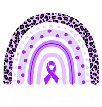 Support Squad Purple Rainbow Leopard Pancreatic Cancer Great Gift Stripe Pom Pom Beanie