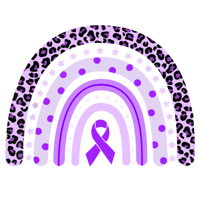 Support Squad Purple Rainbow Leopard Pancreatic Cancer Great Gift Stripe Pom Pom Beanie