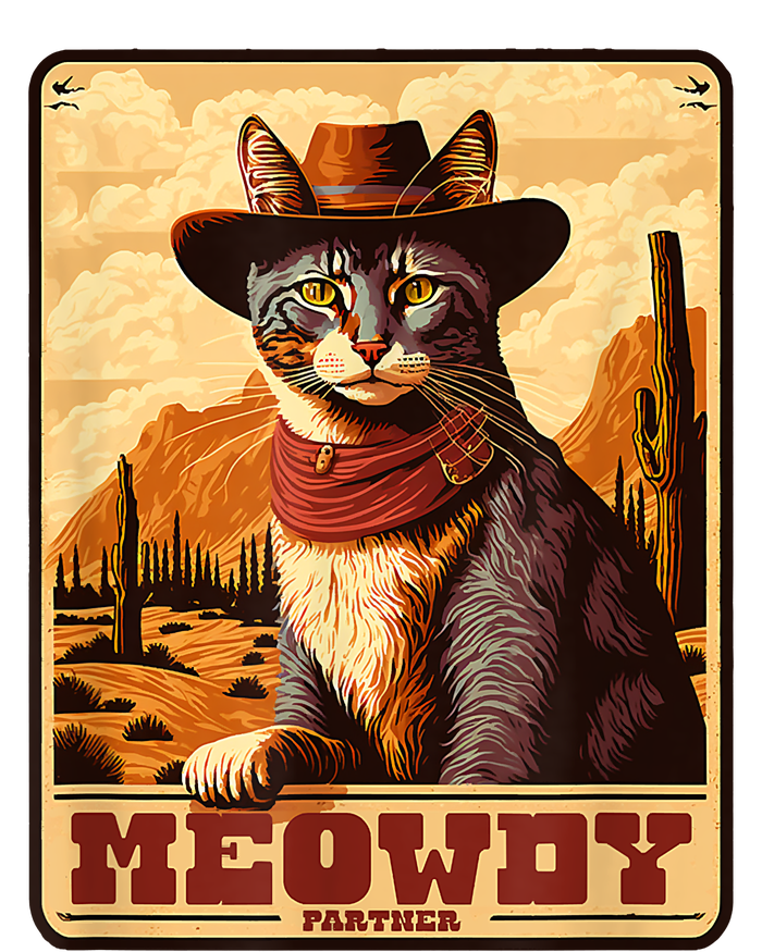 Meowdy! Funny Country Music Cat Cowboy Hat Wanted Poster Women's Perfect Tri Rocker Tank