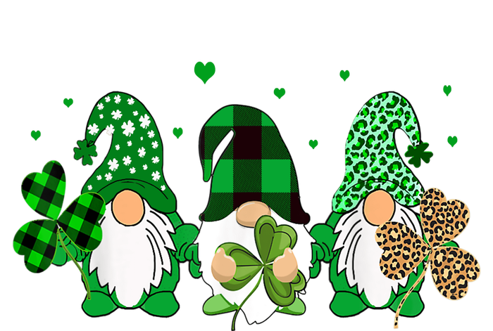 Three Gnomes Holding Shamrock Leopard Plaid St Patrick's Day T-Shirt