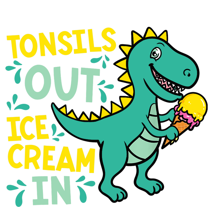 Tonsils Out Ice Cream In Dino Tonsillectomy Tonsil Removal Women's Long Sleeve Flannel Pajama Set 