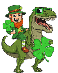 St Patricks Day Leprechaun Riding T Rex Funny Dino Women's Fleece Hoodie