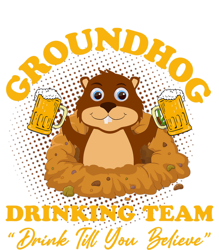 Groundhog Drinking Team Drink Till You Believe Groundhog Day Pom Pom 12in Knit Beanie