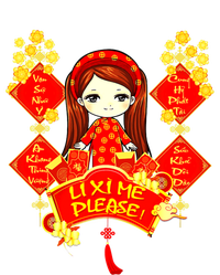 Li Xi Me Please Vietnamese Red Cute Ao Dai Girl Flowers Meaningful Gift Premium Hoodie