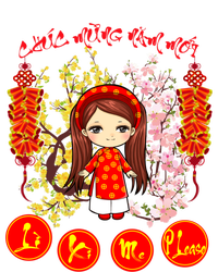 Li Xi Me Please Vietnamese Red Cute Ao Dai Girl Flowers Cool Gift Ladies Essential Tank