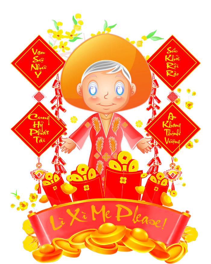 Li Xi Me Please Vietnamese Red Cute Ao Dai Girl Flowers Gift Baby Bodysuit