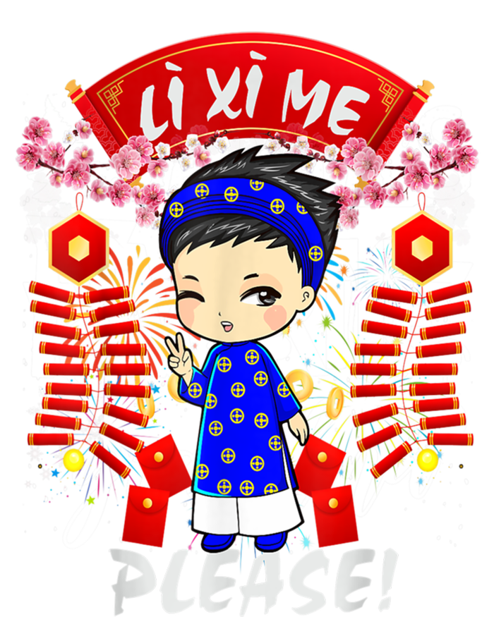 Li Xi Me Please Vietnamese Tet Cute Ao Dai Boy Flowers Cute Gift Ceramic Bell Ornament