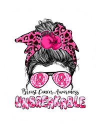 Breast Cancer Warriors Messy Bun Pink Ribbon Unbreakable Funny Gift T-Shirt