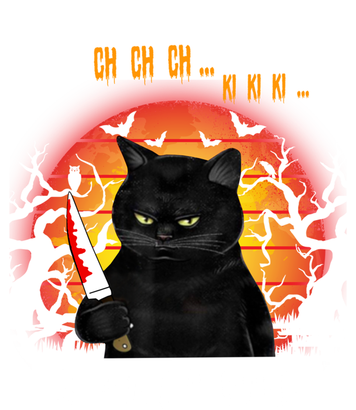 Creepy Witch Cat And Knife 6 Feet People Horrible Halloween Funny Gift T-Shirt