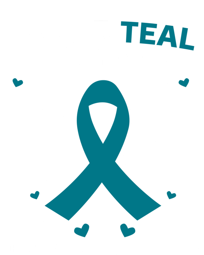 Heart Ribbon I Wear Teal For My Mom Ovarian Cancer Awareness Cool Gift Ceramic Bell Ornament