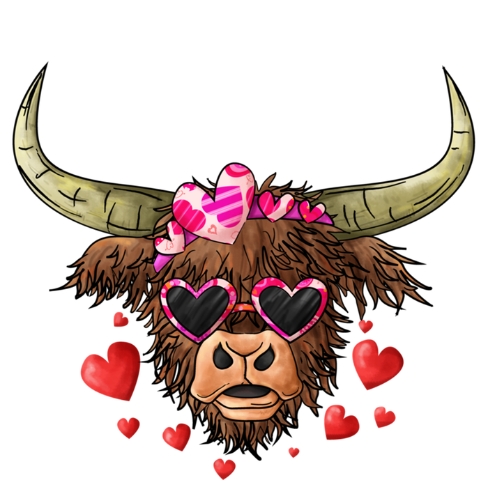 Valentines Highland Cow With Hearts Bandana And Glasses Gift T-Shirt