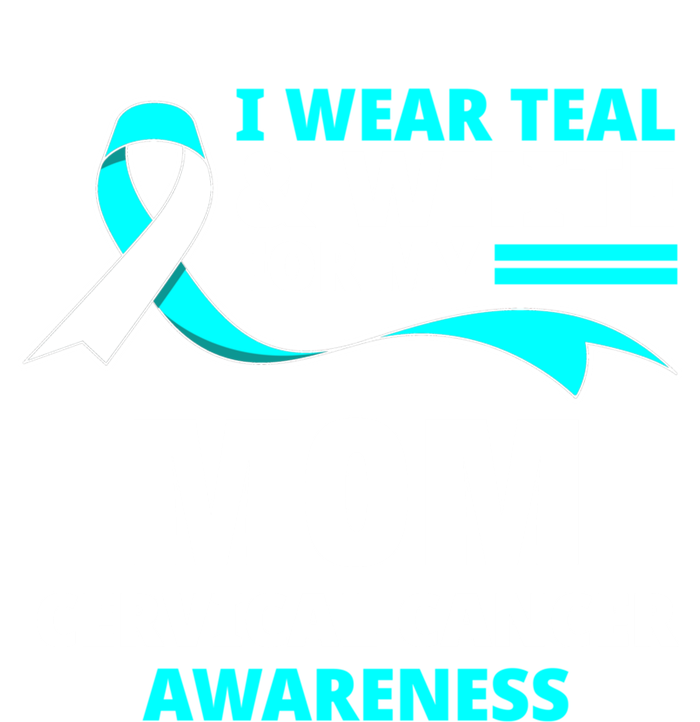 I Wear Teal And White For My Mom Cervical Cancer Awareness Gift Stripe Pom Pom Beanie